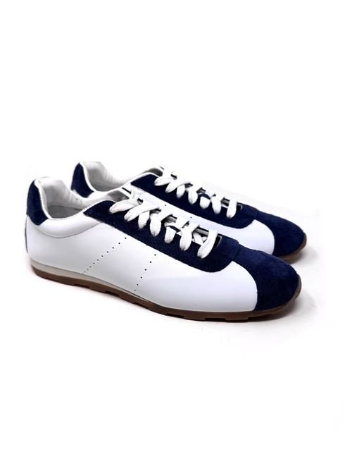 Sneaker donna in pelle bianca e camoscio blu IL LACCIO | MUSLYVITELLO+CAMOSCIOBIANCO/BLU